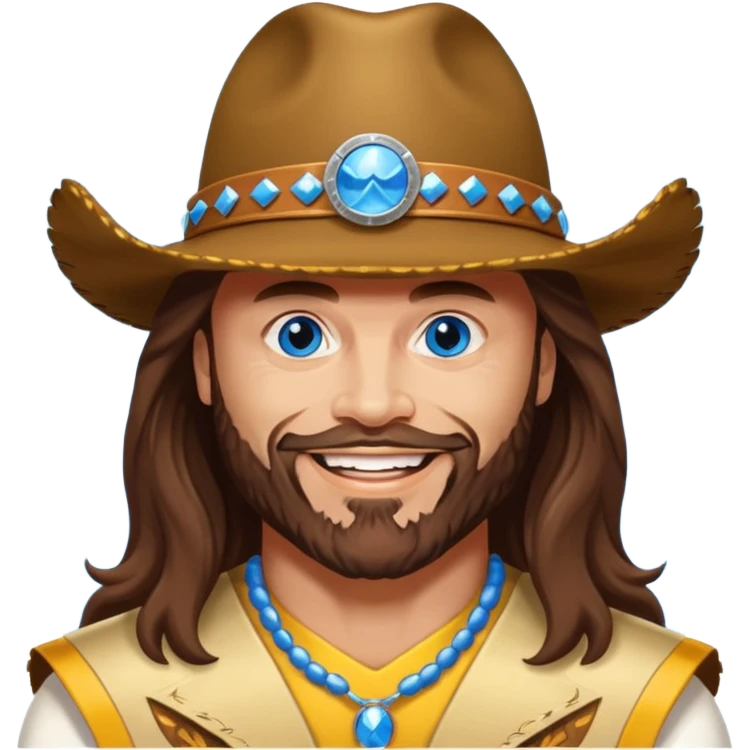 Randy Macho Man Savage with blue eyes, long brown hair emoji