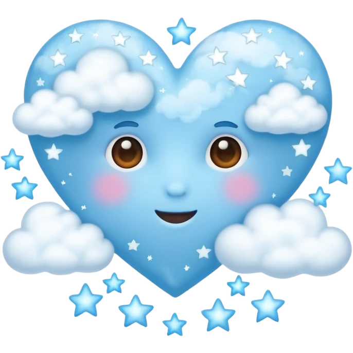 light blue heart with clouds and stars emoji