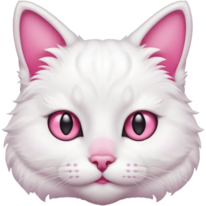 white cat with pink nose and ears emoji