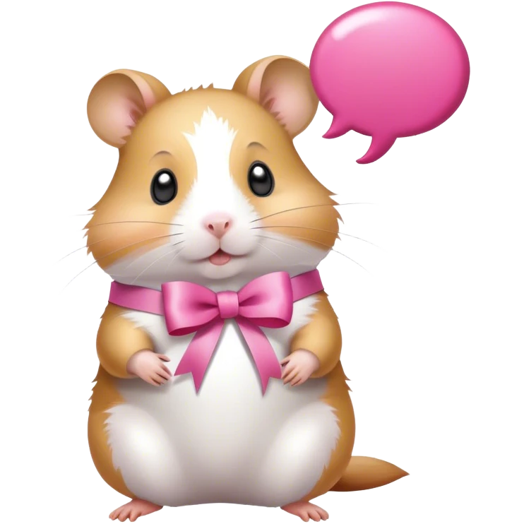 hamster tied pink ribbon with speech bubble emoji