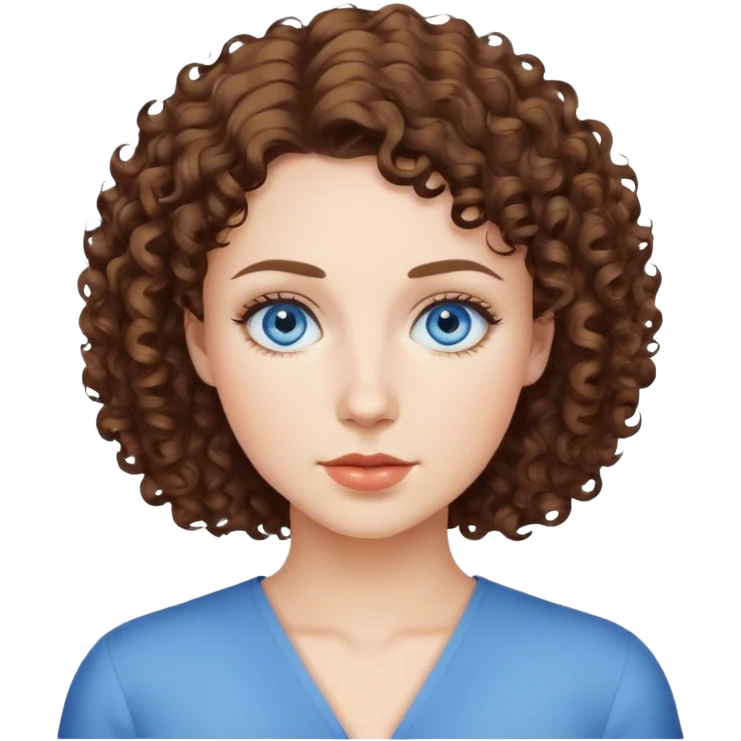 شعر كيرلي قصير عيون زرقاء بشره بيضاء emoji