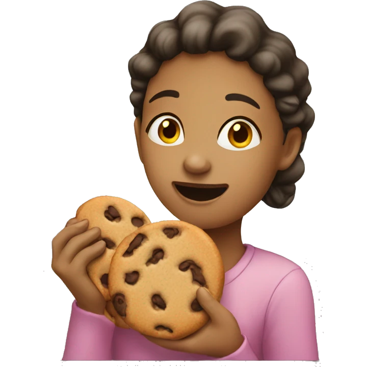 Girl eating cookie leaving emoji
