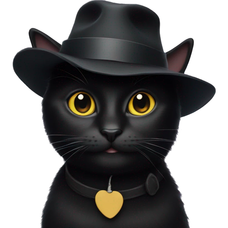 black cat with a little hat emoji