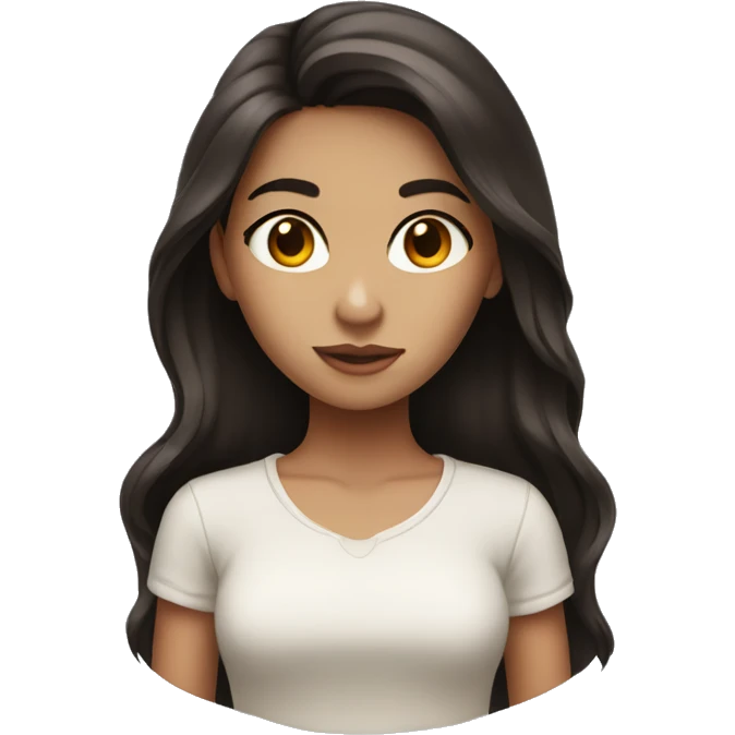 Girl with long dark brown hair and amber eyes emoji