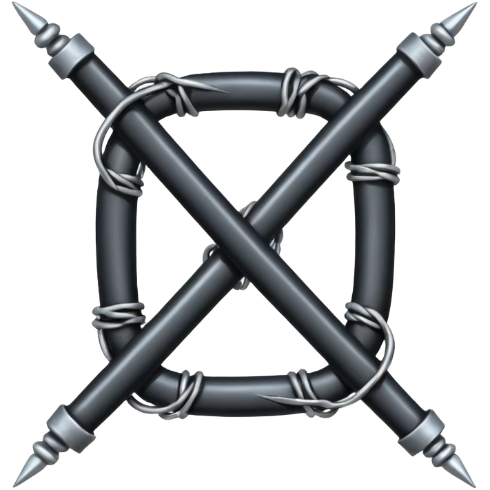 The letter H made of black and silver barbwire emoji