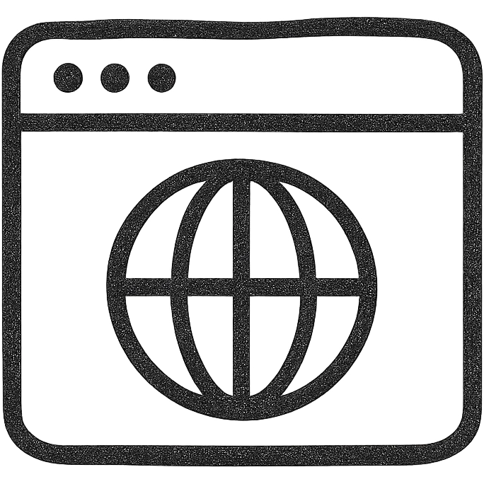Google Material Design icon for 'Website' showing a minimalist browser window or simple globe icon emoji
