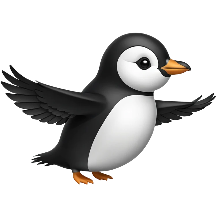 penguin with wings flying through the sky emoji