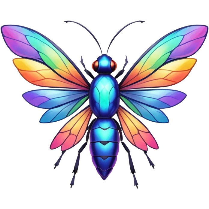 Elemental animesque bug-flying-type magical colorful exotic animesque Pokémon-Fakémon-animal-creature emoji
