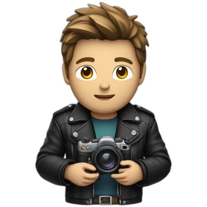 jensen wearing a leather jacket, holding a gpu emoji