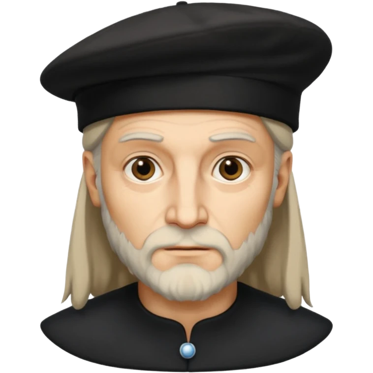 Leonardo da Vinci wear black berret hat emoji