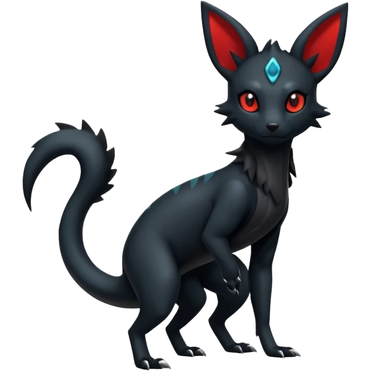 Shiny Dark Edgy Gothic Gloomy Futuristic Salandit-Umbreon-Zorua-Hybrid (Full body) emoji