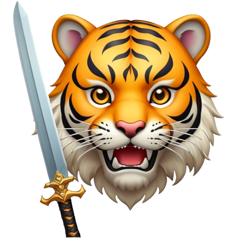 tiger face with sword fantasy game character for Twitch emote emoji
