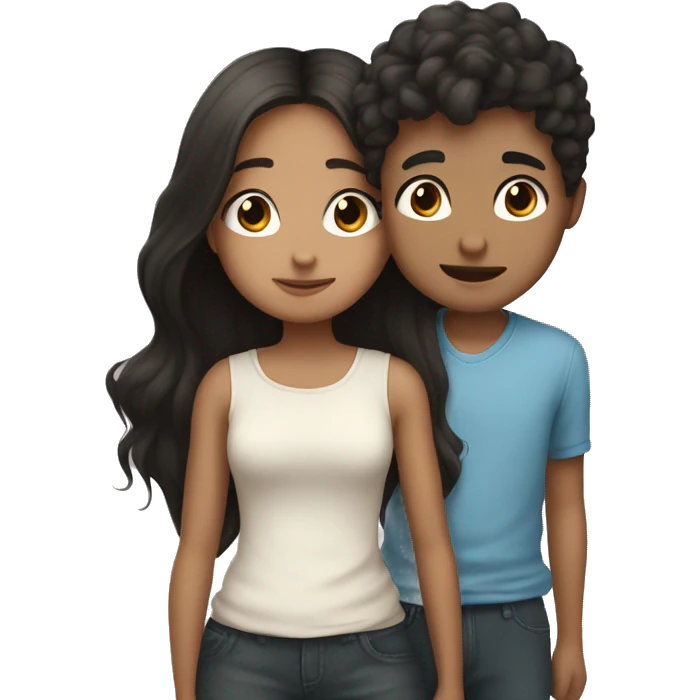 Boy with light hair kisses girl with dark hair emoji