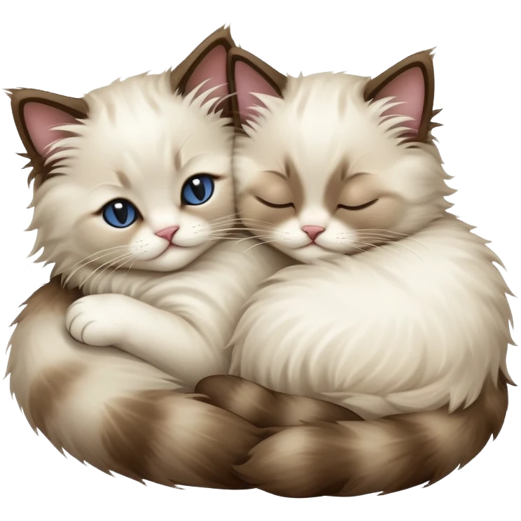 I'd like to get an emoji with 2 ragdoll kittens, looking cute and fun while they sleep emoji