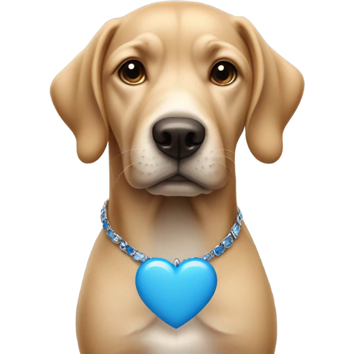 Dog wearing blue heart necklace emoji