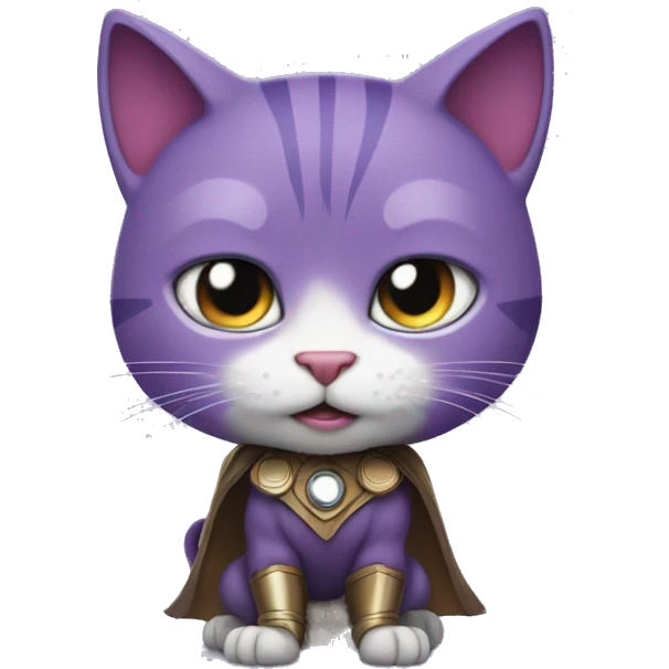 Purple cat in Thor costume with hamer emoji