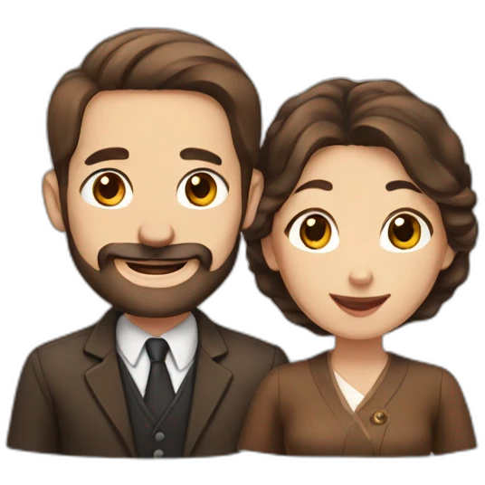 Jewish man and Chinese lady with brown Staffordshire terrier emoji