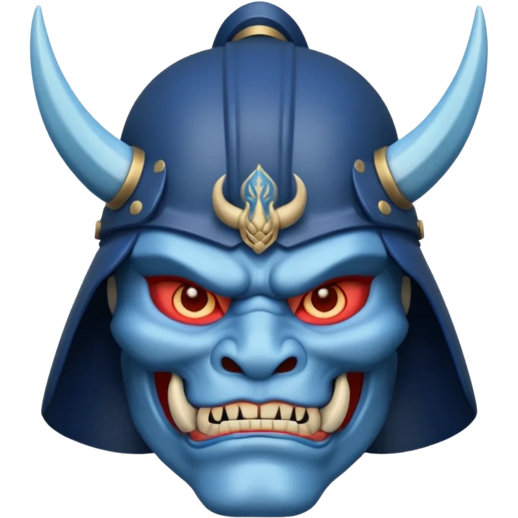blue oni with samurai helmet face emoji