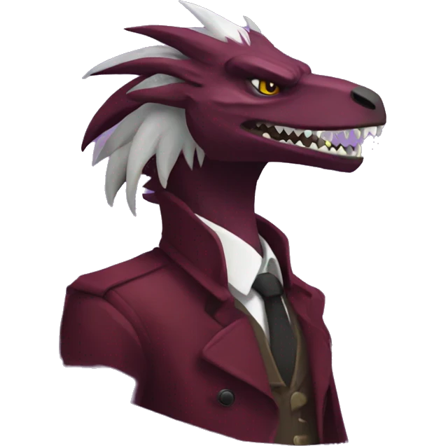 Maroon Edgy Badass Sergal-raptor emoji