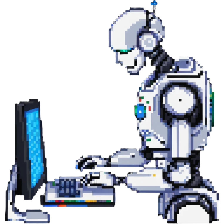 AI robot analyzing computer data emoji