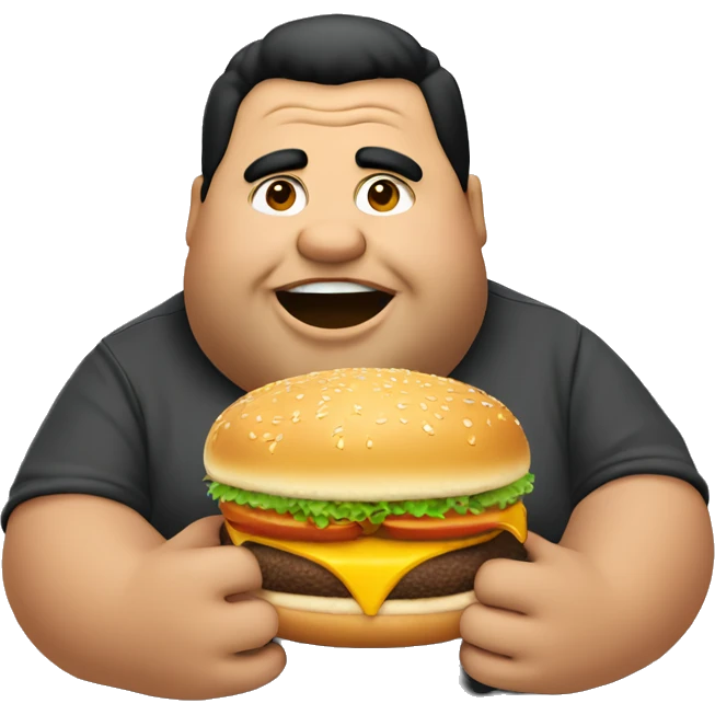 Fat guy with black hair eating McDonald’s  emoji