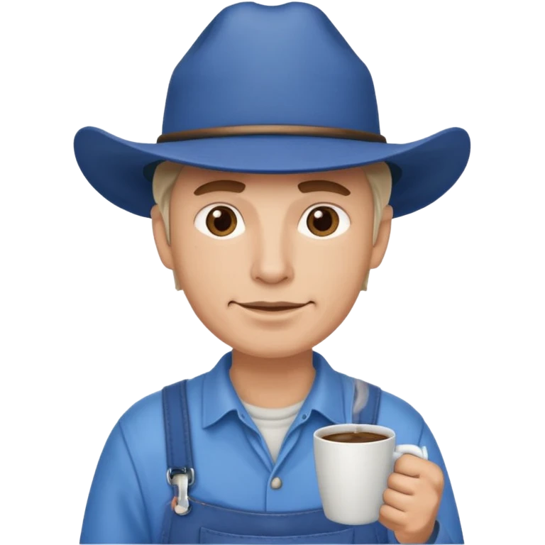 Ranch hand with blue hat and coffee mug emoji