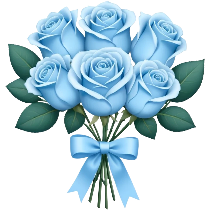 light blue rose bouquet tied with a ribbon emoji
