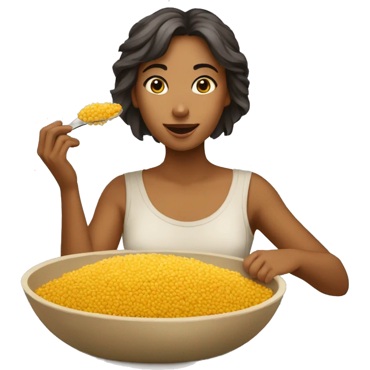 Une fille qui mange du couscous  emoji