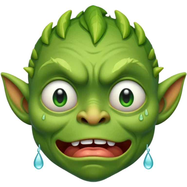 Goblin is crying with very big tears in his eyes  emoji