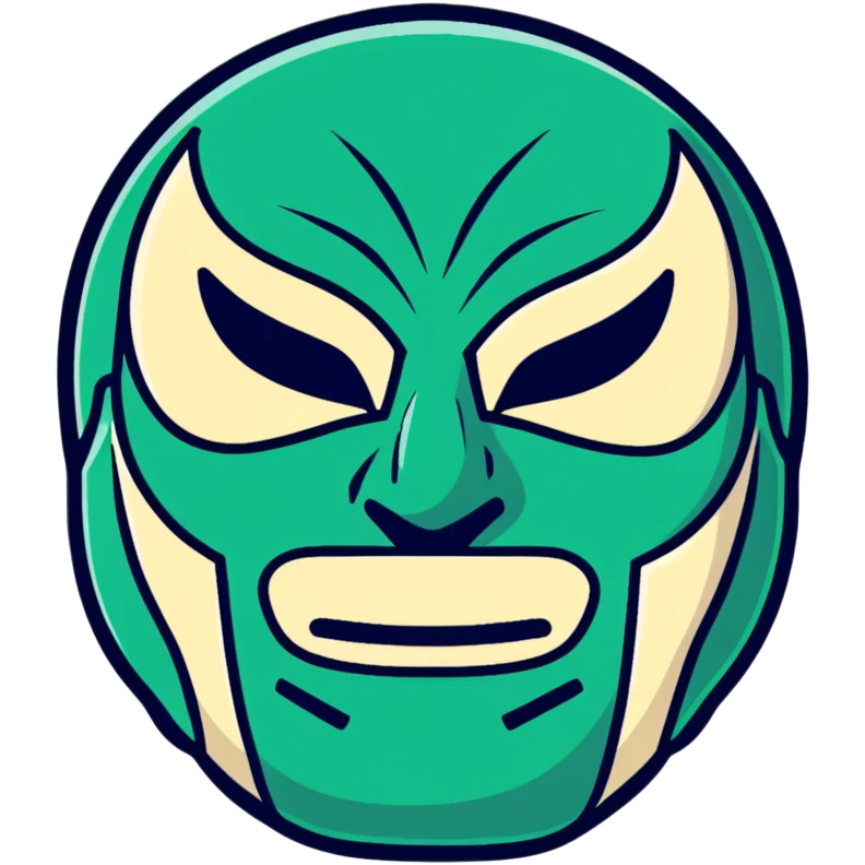 forest green, cream, and Carolina blue luchador mask emoji