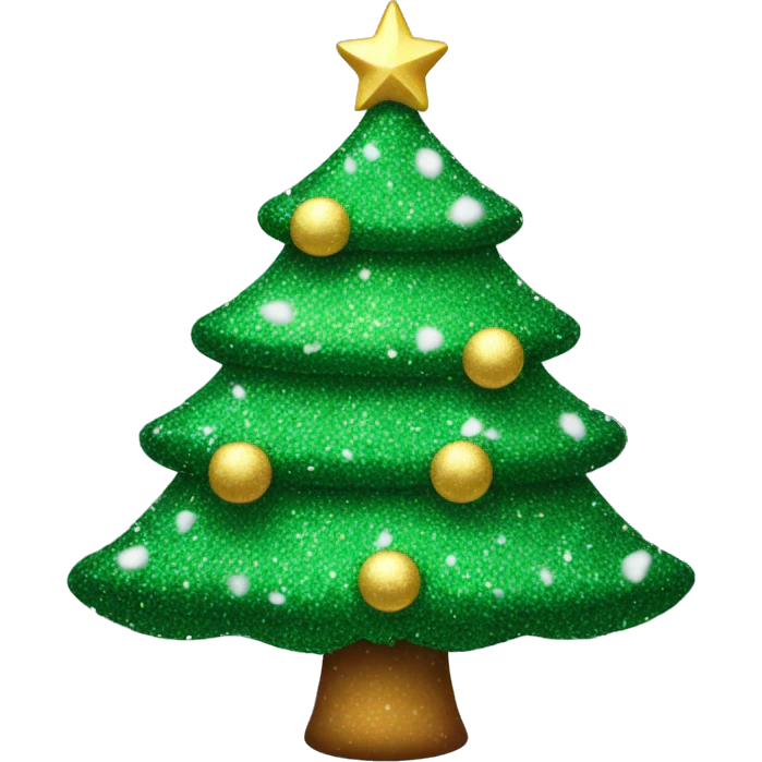 glittery Christmas tree with snow  emoji
