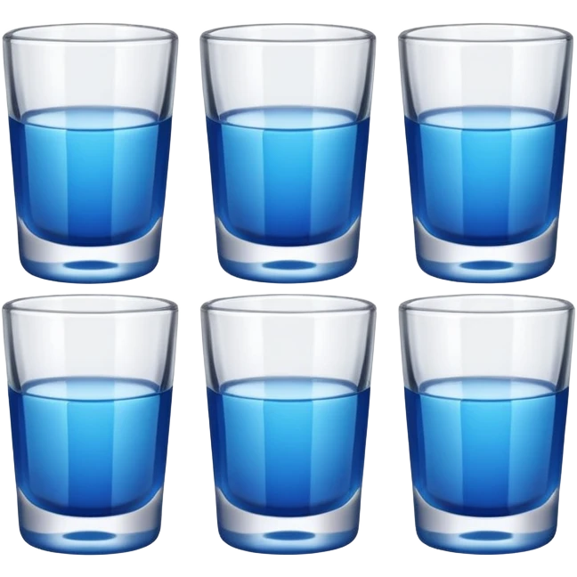 Four shot glasses with blue liquid in them  emoji
