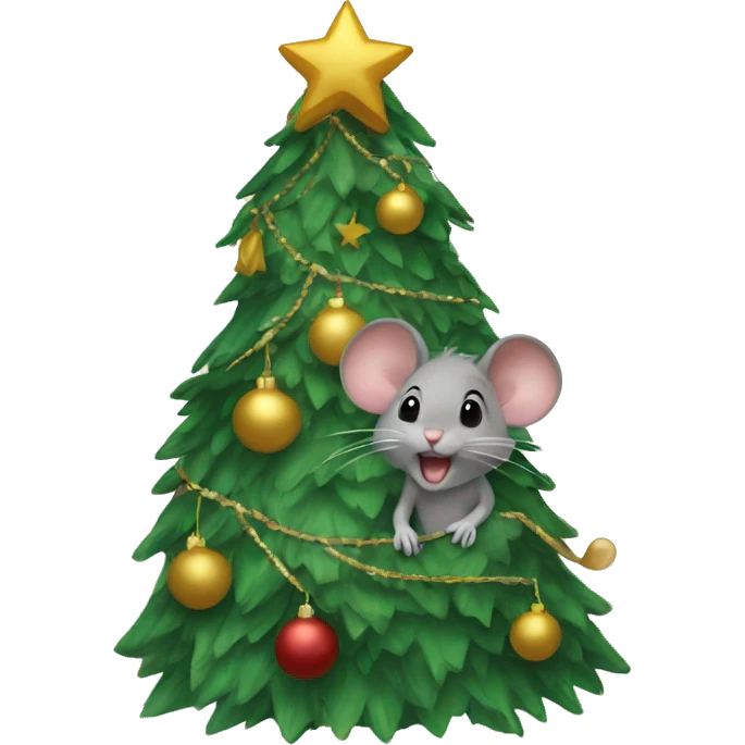 A mouse has putting up a Christmas tree emoji