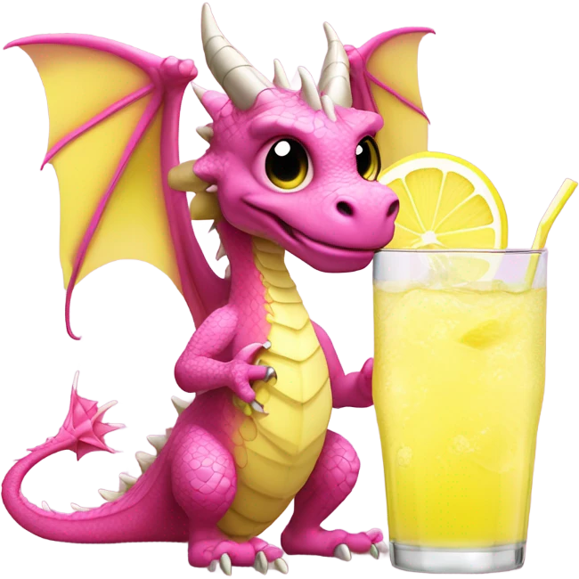 pink dragon drinking lemonade  emoji