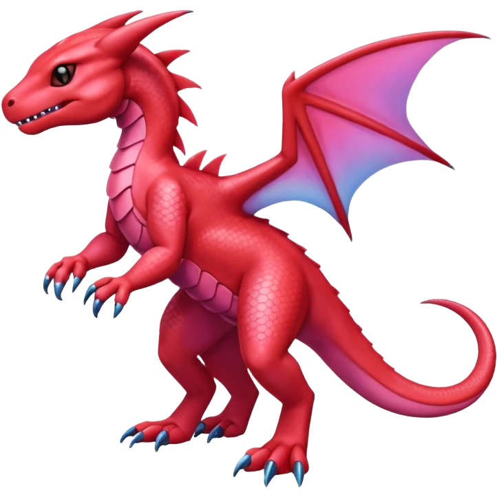Cute Shiny pink iridescent Guilmon-Salandit-Fakémon-hybrid-creature (full body)  emoji