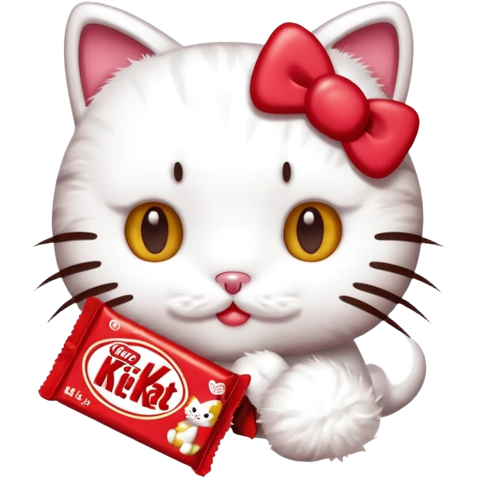 Hello Kitty Cat With Eating Kit Kat Chocolate emoji