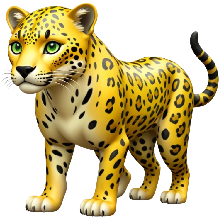 cinematic-jaguar-realistic-full-body-on all fours-emoji,-sleek-powerful-frame-poised-for-action,-yellow-fur-adorned-with-bold-black-rosettes,-head-tilted-dramatically,-piercing-green-eyes-locked-onto-its-prey,-simplified-yet-realistic-focused-features,-highly-detailed,-glowing-with-an-almost-sarcastic-glow emoji