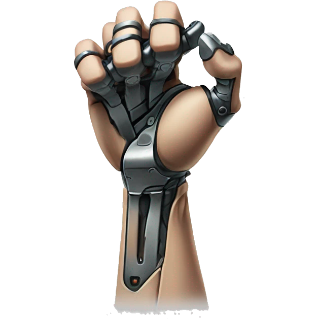 Cyborg arm with shock flexing bicep emoji