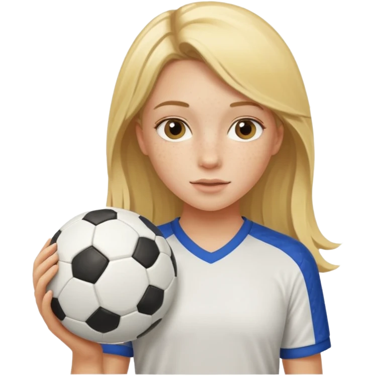 Blonde freckled girl with soccer ball  emoji