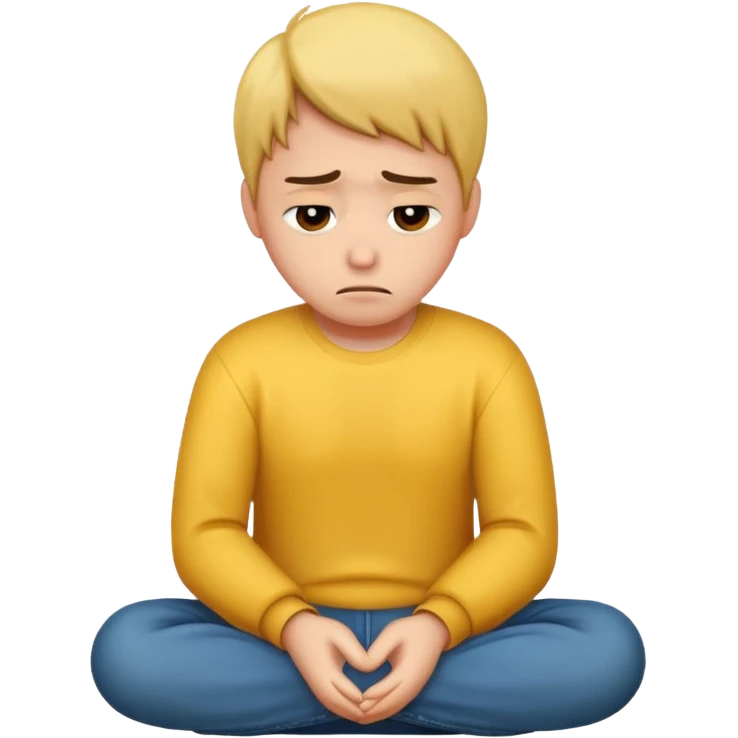 A person sitting with sad feeling emoji