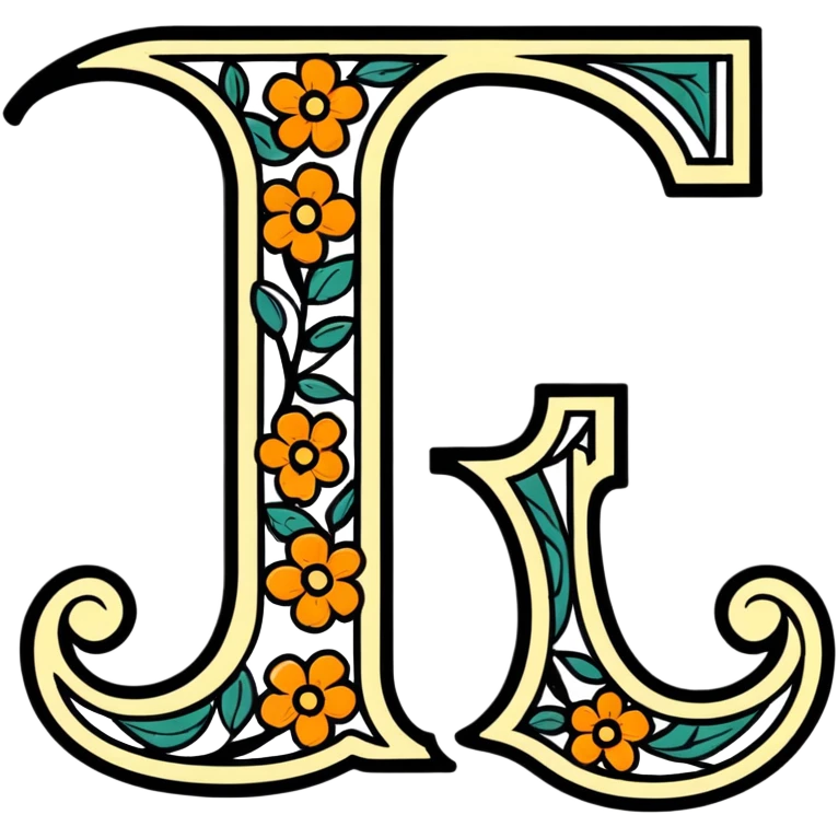fancy decorative letter J with floral elements emoji