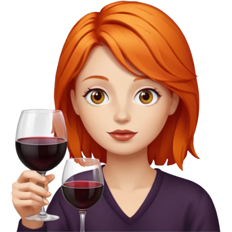 orange hair drinking wine emoji