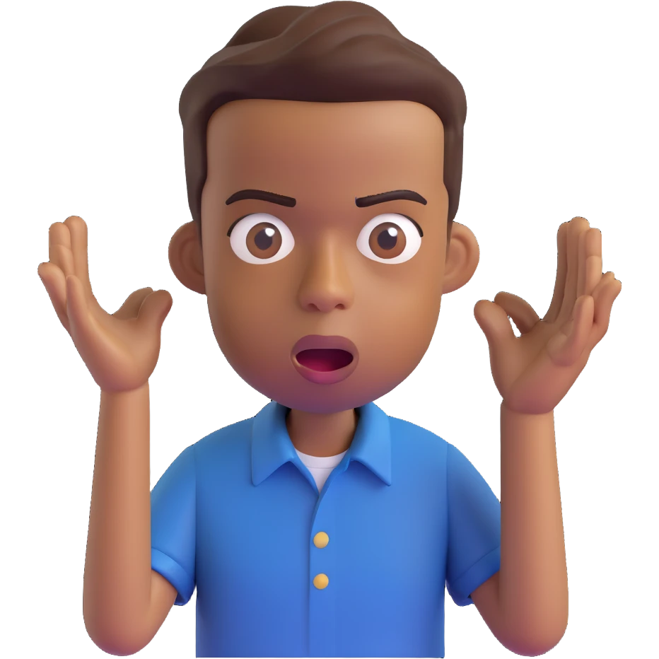 3D emoji of Chris Rock, surprised expression, short hair, brown skin, wearing a casual shirt, Microsoft 3D Fluent emojis style emoji