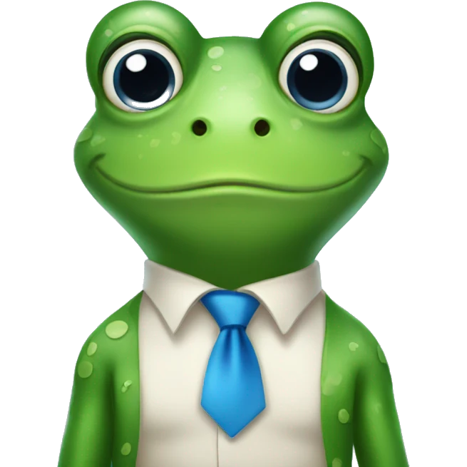 cute frog with blue tie emoji