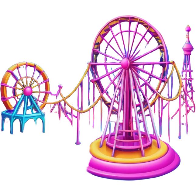 melting neon colors surreal amusement park landscape emoji