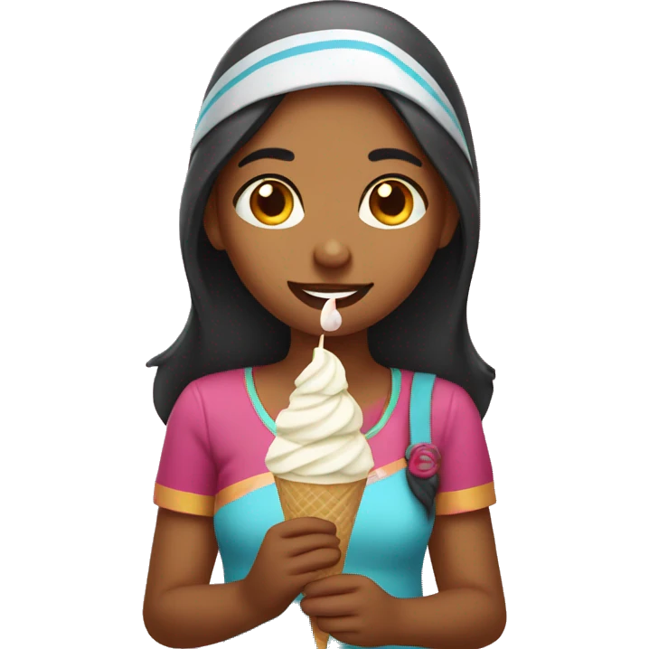 indian Girl eating ice cream emoji