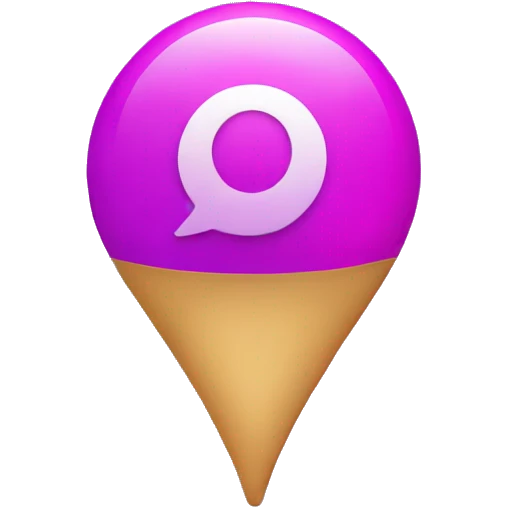 location pin  is pink and purple emoji