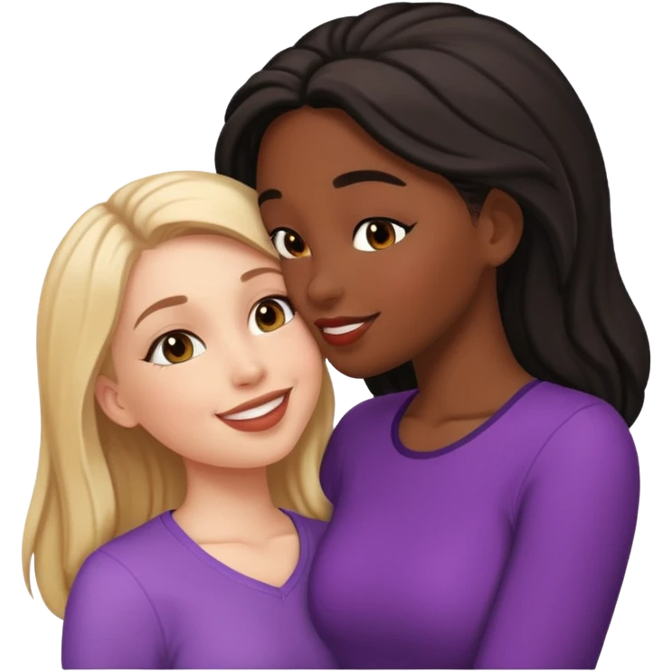 A white girl kissing black girl emoji