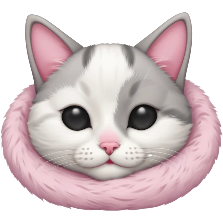 grey and white small cat with eyes closed lying down upside down tightly covering its own face emoji