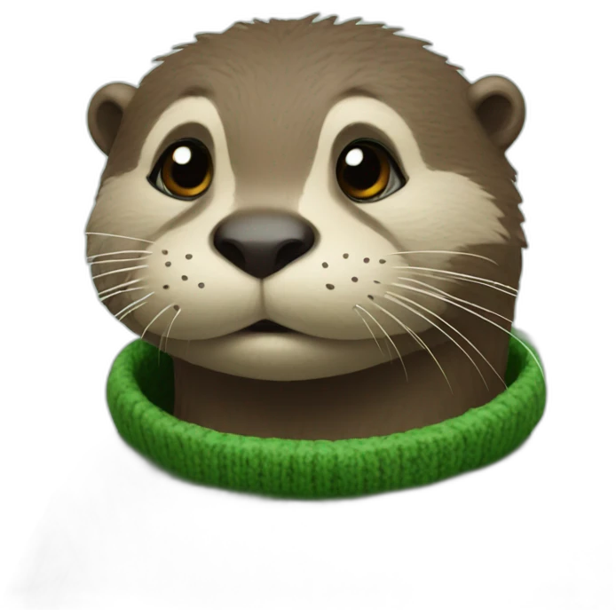 Otter in a green sweater with M written on it emoji